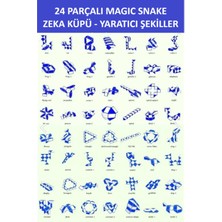 24 Parçalı Yaratıcı Magıc Snake Cube (3 Adet)  -Sihirli Yılan Zeka Sabır Küpü -Sarı - Turuncu - Mavi