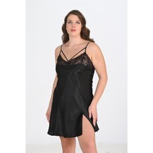 Aria's Closet Büyük Beden Siyah Gecelik 2103