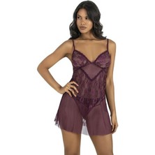 Aria's Closet Mürdüm Kısa Tül Gecelik 4201