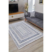 Broadway Iskandinav Salon Halısı Mutfak Halısı Yolluk Bukle Dokuma Halı Klasik Gri Mavi Br-02