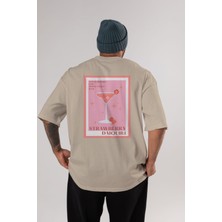 Strawberry Daiquiri Arka Baskılı Oversize T-Shirt Erkek Kadın Unisex %100 Pamuk Bisiklet Yaka Tişort
