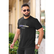 Erkek Baskılı Slim Fit Pamuklu T-Shirt