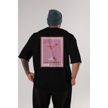 Strawberry Daiquiri Arka Baskılı Oversize T-Shirt Erkek Kadın Unisex %100 Pamuk Bisiklet Yaka Tişort