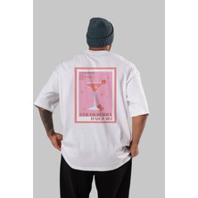 Strawberry Daiquiri Arka Baskılı Oversize T-Shirt Erkek Kadın Unisex %100 Pamuk Bisiklet Yaka Tişort