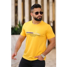 Erkek Baskılı Slim Fit Pamuklu T-Shirt