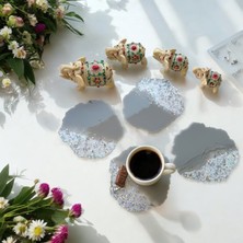 Pelince Epoksi Reçine Bardak Altlığı - Gri Şeffaf - 4'lü Set