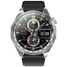 Wearfit Pro Gt4 Max Gümüş Yuvarlak Spor Akıllı Saat 3 Kordonlı Çelik, Deri ve Silikon Kordon Huawei Samsung Apple iPhone