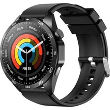 Wearfit Pro Gt4 Max Siyah Yuvarlak Spor Akıllı Saat 3 Kordonlı Çelik, Deri ve Silikon Kordon Huawei Samsung Apple iPhone
