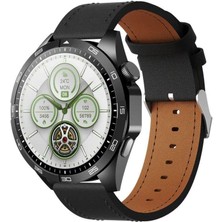 Wearfit Pro Gt4 Max Siyah Yuvarlak Spor Akıllı Saat 3 Kordonlı Çelik, Deri ve Silikon Kordon Huawei Samsung Apple iPhone