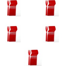 Plastik Kırmızı Renkli Lü x  Parti Doğum Günü Çatal - 18  cm . - 25 Adetlik 5 Paket
