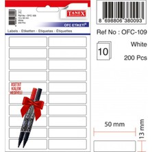 Tanex OFC-109 50X13 mm Beyaz Ofis Etiketi 10 Sayfa 2'li Asetat Ka