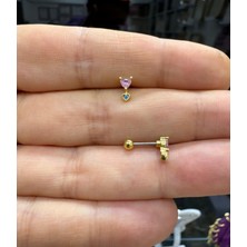 Ares Collection Zirkon Taşlı Minimal Tragus Helix Lobe Uyumlu Piercing Küpe 1 Adet