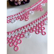 Bircan Pembe Halkalı Tığ Oyası Havlu Kenarı 2 Parça