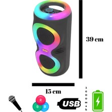 Hepu Hp 112 Bluetooth Hoparlör 2*4 Inc 10 W Rms Rgb USB Kablolu Mikrofonlu 3600 Mah