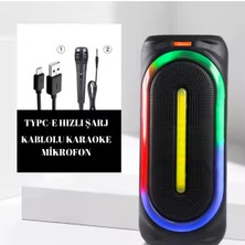 Hepu Hp 108 Bluetooth Hoparlör 16 W Rms 2*8 Inc Karaoke Kablolu Mikrofon Rgb Efekt Usb,typc-E