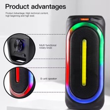Hepu Hp 108 Bluetooth Hoparlör 16 W Rms 2*8 Inc Karaoke Kablolu Mikrofon Rgb Efekt Usb,typc-E