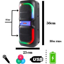 Hepu Hp 109 Bluetooth Hoparlör 2*8 Inc 16 W Rms 3600 Mah Rgb Efekt Kablolu Karaoke Mikrofon