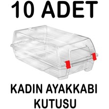 Plastik 10 Adet Şeffaf Kadın Ayakkabı Saklama Kutusu