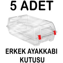 Plastik 5 Adet Şeffaf Erkek Ayakkabı Saklama Kutusu