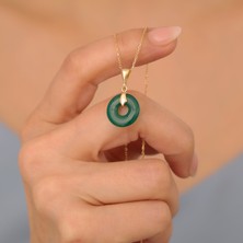Nox Jewelry 925 Ayar Gümüş Değerli ve Doğal Yeşil Onyx Taşlı Kolye - CNS00600