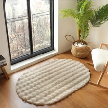 Bubble Tavşan Tüyü beyaz Vizon Ekstra Yumuşak Dokulu Peluş Halı