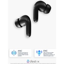 Dest-X D-Bass Anc, Enc, 4 Mikrofon ve Yapay Zeka, Ipx4, Hifi Stereo Kulakiçi Bluetooth Kulaklık