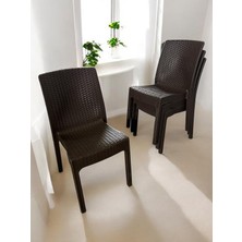 Nar Sokağı 4 Adet Kolsuz Rattan Sandalye 4'lü Set