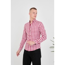 Jack Carısma Dama-Ekose Pamuklu Slim Fit Erkek Gömlek