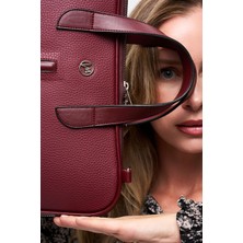 Meschain Bordo MacBook Air Pro 13-13.3 Inç Laptop ve Evrak Çantası