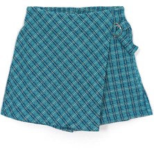 Kaşe Kumaş Ekose Kız Çocuk Şort Etek Yeşil 001-0001950