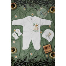 Miniya Bebe Gökyüzü Galaksi Desenli Isim Baskılı Unisex 3lü Tulum Set