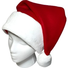 Işık Kasabası Noel Baba Şapkası - Yetişkin Yılbaşı Şapkası- Kırmızı Beyaz Polar Yeni Yıl Şapkası- Ponponlu Şapka