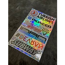 Renkli Hologram Arka Cam Yazısı Sticker Etiket 6'lı Araba Turkish Airlines