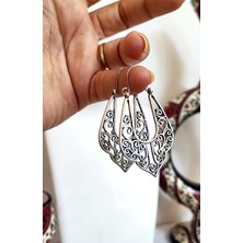BaharEli Otantik İşlemeli, Sallantılı, Damla / Retro Tasarım Küpe / 4,5 cm