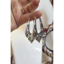 BaharEli Otantik İşlemeli, Sallantılı, Damla / Retro Tasarım Küpe / 4,5 cm