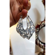 BaharEli Otantik İşlemeli, Sallantılı, Damla / Retro Tasarım Küpe / 4,5 cm