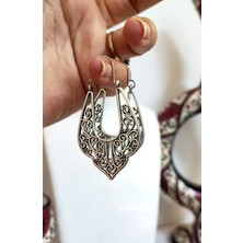 BaharEli Otantik İşlemeli, Sallantılı, Damla / Retro Tasarım Küpe / 4,5 cm