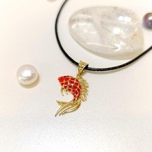 Peçeli Kuyruk Japon Balığı Kolye 14 Ayar Altın  Hd Videolu