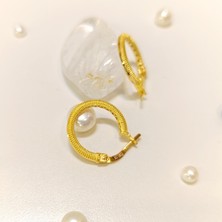 Altın Ofisi 16.6 mm Oluklu Ajda Halka Küpe 22 Ayar Altın