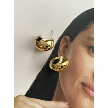 Pinery Jewels Minimal Tombul Halka Altın Kaplama Küpe Çifti
