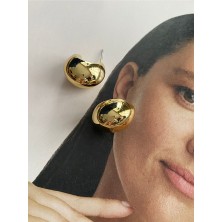 Pinery Jewels Minimal Tombul Halka Altın Kaplama Küpe Çifti