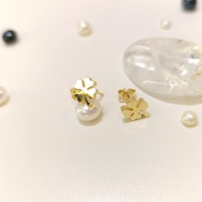 Altın Ofisi Yonca Vidalı Küpe 14 Ayar Altın