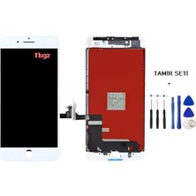 Tkgz - iPhone 8 Plus Uyumlu LCD Ekran Dokunmatik (Lw Marka) Beyaz + Tamir Seti
