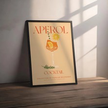 Posterist Dekoratif Çerçevesiz Poster Minimalist Aperol Kokteyl Illüstrasyonu