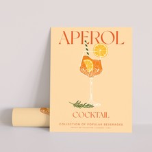 Posterist Dekoratif Çerçevesiz Poster Minimalist Aperol Kokteyl Illüstrasyonu