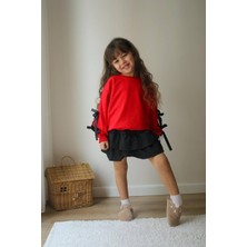 Sacro Kids Kolları Bağlamalı Sweatshirt - Etek 2'li Kız Çocuk Takım