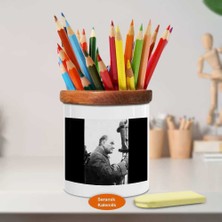 Asilmeydan Düşünen Mustafa Kemal Atatürk Ahşap Seramik Kalemlik -A1236)