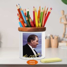 Asilmeydan Gülümseyen Kemal Atatürk Ahşap Seramik Kalemlik - Atatürk (72)