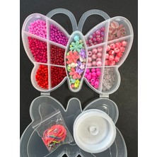 Livza Bijuteri Kelebek Model Kutu Içinde Pembe Renk Boncuklu Takı Yapım Seti ;hobi Seti