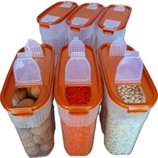 MRS Store Kilitli Sızdırmaz Erzak Bakliyat Saklama Kabı Kiler Box 6 'lı Set Lüks Kutu ( 3 Litre ) Çeyiz Seti 12 Parça